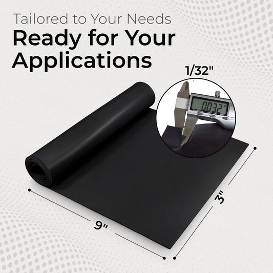 1/32" Neoprene Sheet, 60A Durometer Rubber Mat, Gasket Material with -30 to 195°F Temperature Resistance, Oil and Gasoline-Resistant Rubber Sheet, Made in the USA