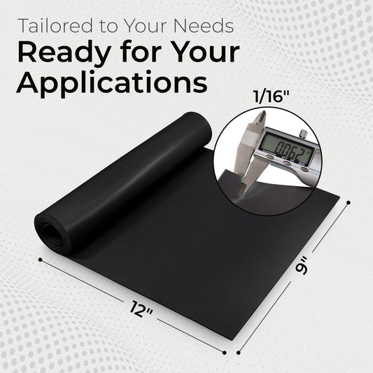 1/16" Neoprene Sheet, 60A Durometer, Gasket Material with -30 to 195°F Temperature Resistance, Oil and Gasoline-Resistant Rubber Sheet, Made in the USA