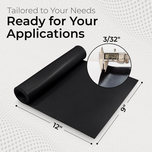 3/32" Neoprene Sheet, 60A Durometer Rubber Mat, Gasket Material with -30 to 195°F Temperature Resistance, Oil and Gasoline-Resistant Rubber Sheet, Made in the USA
