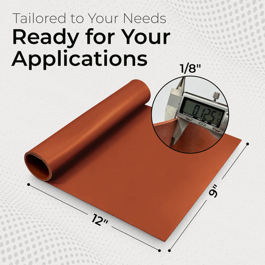 1/8" Red Fiber Reinforced Silicone Sheet, 70A Durometer Silicone Mat, Rubber Sheet with 500°F Temperature Resistance, 1300 PSI Tensile Strength Rubber Mat, Made in the USA