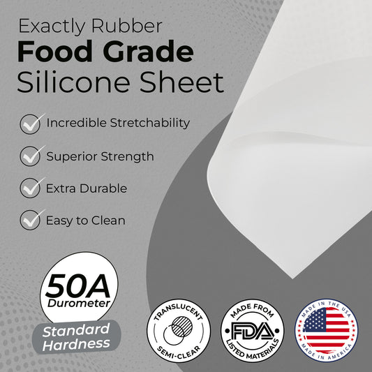 1/32" Translucent Silicone Sheet, 50A Durometer Rubber Sheet, Semi Clear Silicone, -80 to 450°F Temperature Resistance, Food-Grade Silicone Placemat, 450% Elongation, Made in the USA