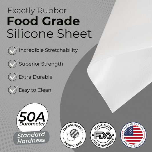 1/16" Translucent Silicone Sheet, 50A Durometer Rubber Sheet, Semi Clear Silicone, -80 to 450°F Temperature Resistance, Food-Grade Silicone Placemat, 450% Elongation, Made in the USA