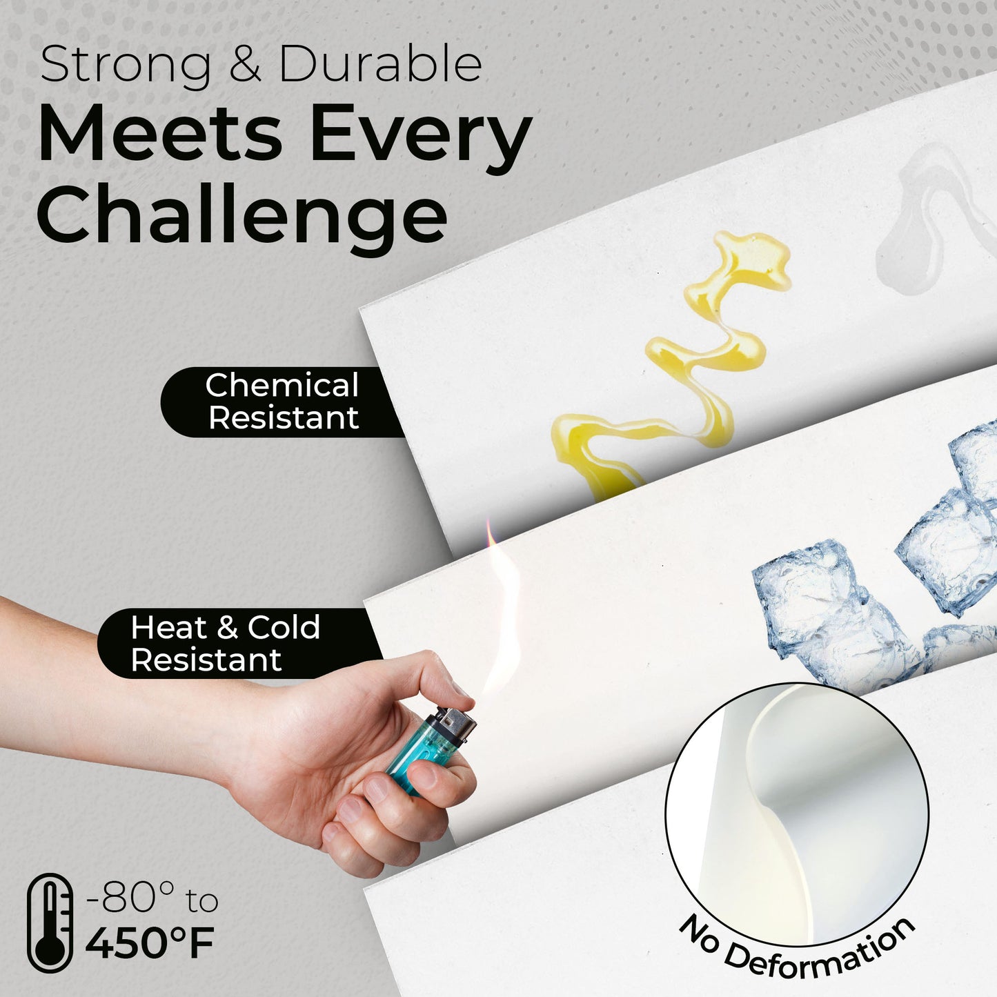 1/16" White Silicone Sheet, 60A Durometer Silicone Mat, Rubber Mat with -80 to 450°F Temperature Resistance, Silicone Placemat with 400% Elongation, Made in the USA, Food-Grade Materials