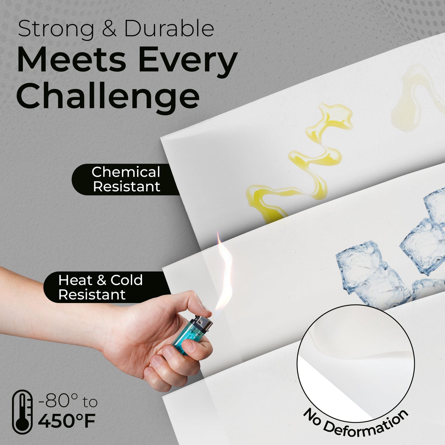 1/32" Translucent Silicone Sheet, 50A Durometer Rubber Sheet, Semi Clear Silicone, -80 to 450°F Temperature Resistance, Food-Grade Silicone Placemat, 450% Elongation, Made in the USA