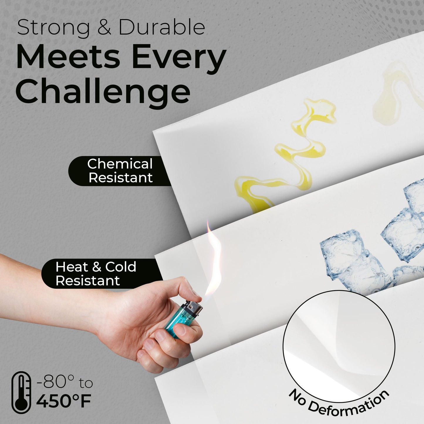 1/16" Translucent Silicone Sheet, 50A Durometer Rubber Sheet, Semi Clear Silicone, -80 to 450°F Temperature Resistance, Food-Grade Silicone Placemat, 450% Elongation, Made in the USA