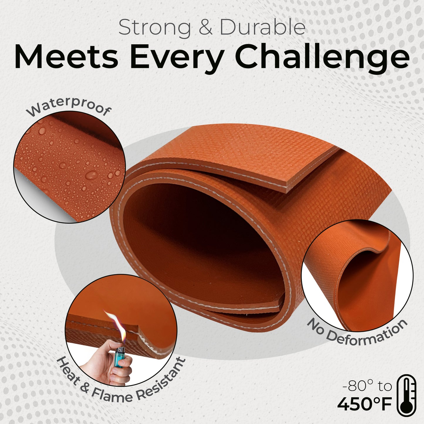 1/8" Red Fiber Reinforced Silicone Sheet, 70A Durometer Silicone Mat, Rubber Sheet with 500°F Temperature Resistance, 1300 PSI Tensile Strength Rubber Mat, Made in the USA