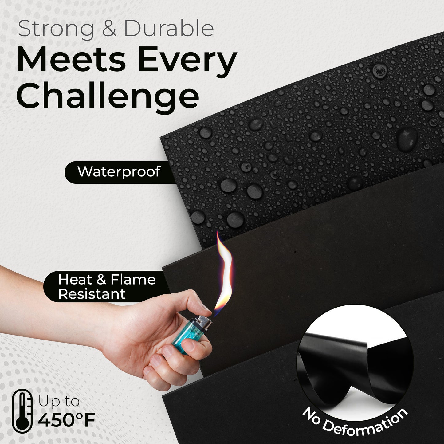 1/32" Black Commercial Grade Silicone Sheet, 60A Durometer Silicone Mat, -80 to 450°F Temperature Resistant Rubber Mat, Rubber Sheet with 350% Elongation, Made in the USA,