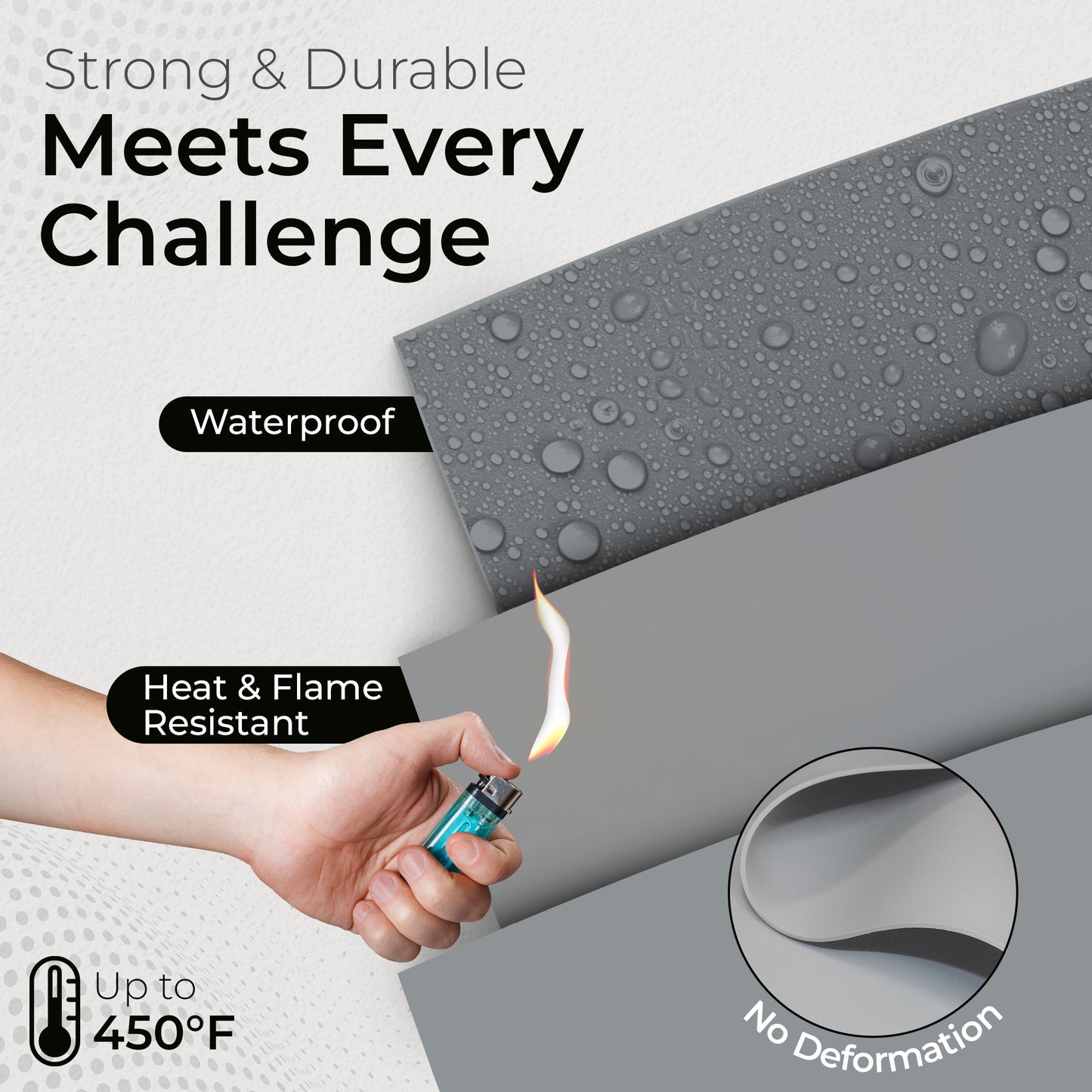 1/32" Grey Commercial Grade Silicone Sheet, 60A Durometer Silicone Mat, Rubber Mat with -80 to 450°F Temperature Resistance, Rubber Sheet with 350% Elongation, Made in the USA