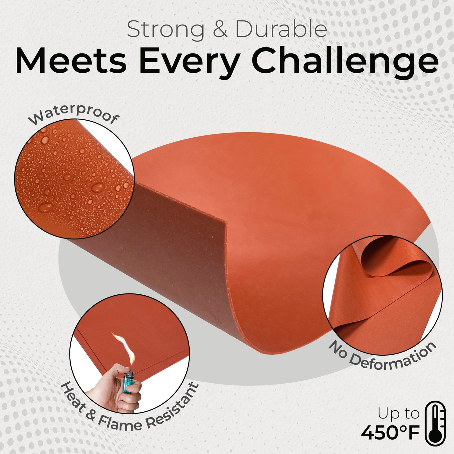 1/64" Red Commercial Grade Silicone Sheet, 60A Durometer Silicone Mat, -80 to 450°F Temperature Resistant Rubber Mat, Rubber Sheet with 350% Elongation, Made in the USA