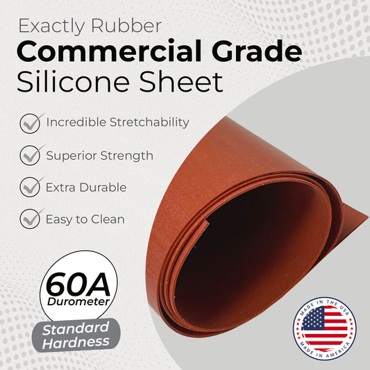 1/64" Red Commercial Grade Silicone Sheet, 60A Durometer Silicone Mat, -80 to 450°F Temperature Resistant Rubber Mat, Rubber Sheet with 350% Elongation, Made in the USA
