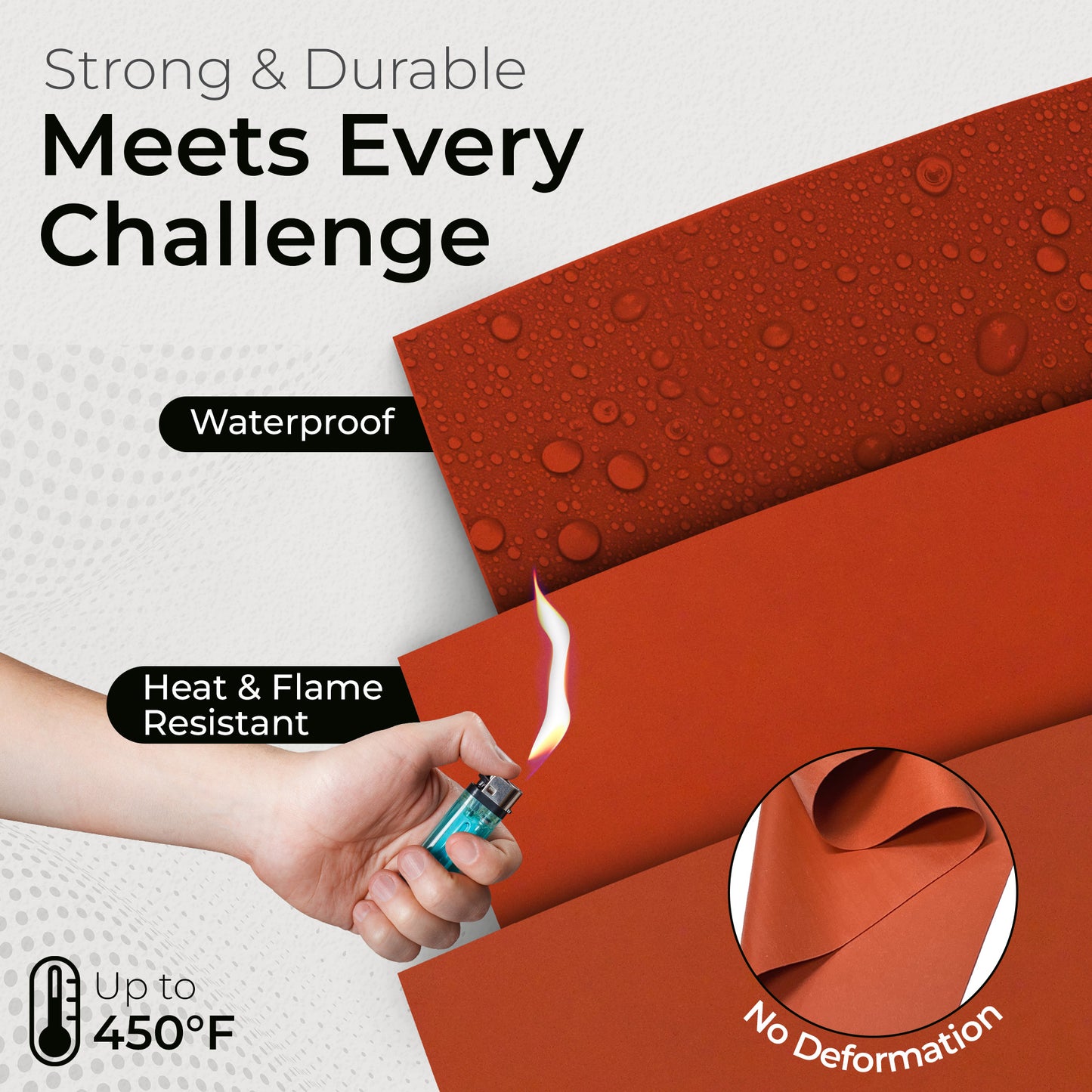1/64" Red Commercial Grade Silicone Sheet, 60A Durometer Silicone Mat, -80 to 450°F Temperature Resistant Rubber Mat, Rubber Sheet with 350% Elongation, Made in the USA