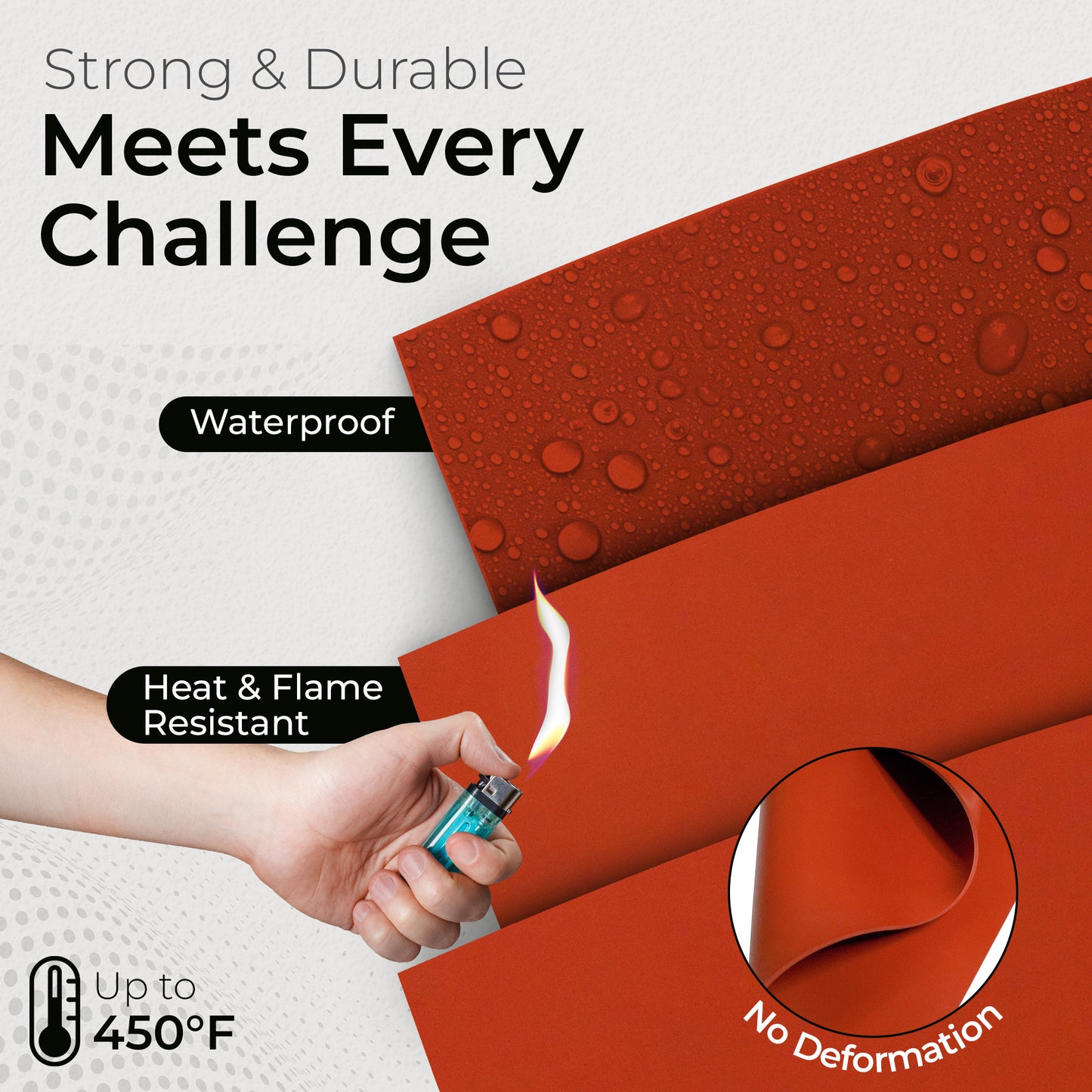 1/32" Red Commercial Grade Silicone Sheet, 60A Durometer Silicone Mat, -80 to 450°F Temperature Resistant Rubber Mat, Rubber Sheet with 350% Elongation, Made in the USA
