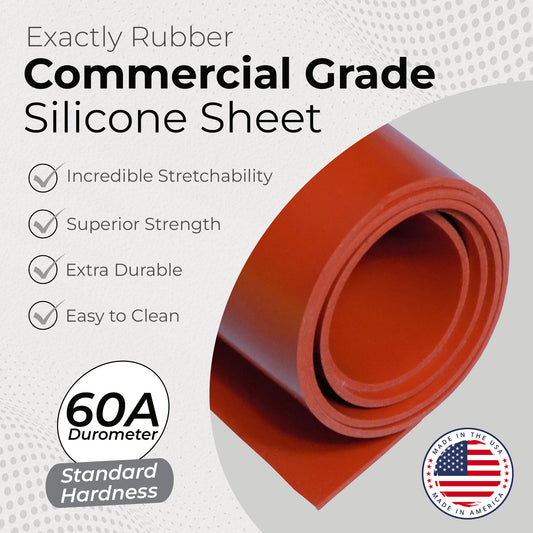 1/32" Red Commercial Grade Silicone Sheet, 60A Durometer Silicone Mat, -80 to 450°F Temperature Resistant Rubber Mat, Rubber Sheet with 350% Elongation, Made in the USA