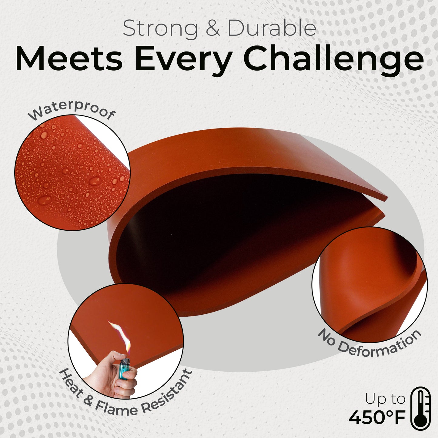 1/8" Red Commercial Grade Silicone Sheet, 60A Durometer Silicone Mat, -80 to 450°F Temperature Resistant Rubber Mat, Rubber Sheet with 350% Elongation, Made in the USA