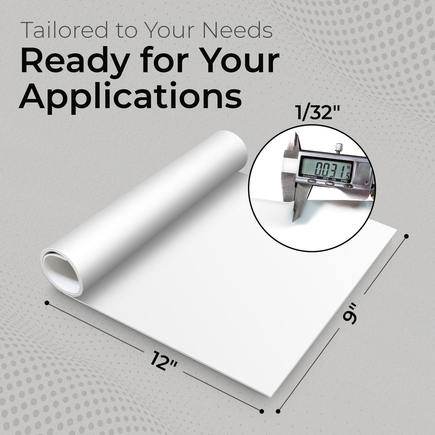 1/32" White Silicone Sheet, 60A Durometer Silicone Mat, Rubber Mat with -80 to 450°F Temperature Resistance, Silicone Placemat with 400% Elongation, Made in the USA, Food-Grade Materials