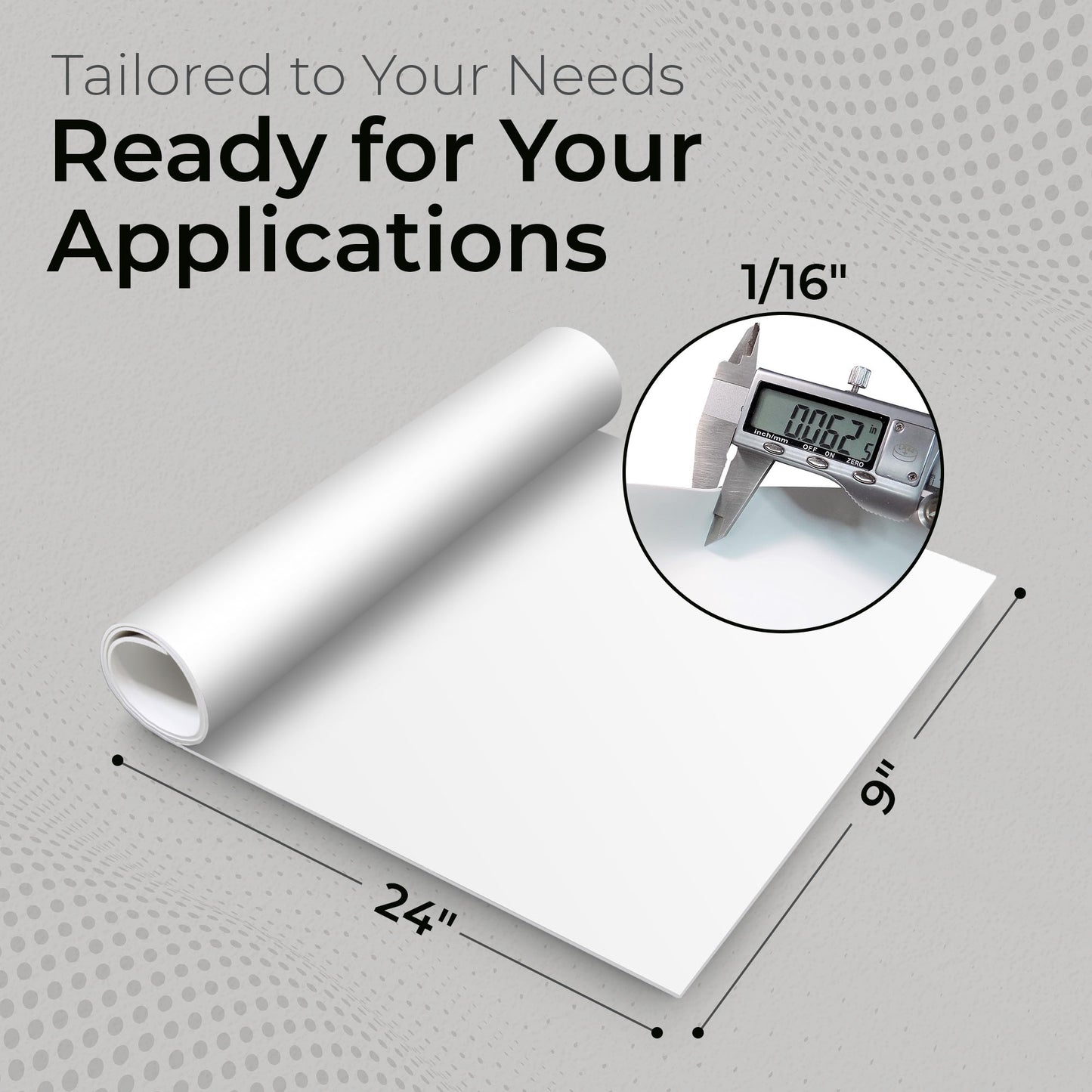 1/16" White Silicone Sheet, 60A Durometer Silicone Mat, Rubber Mat with -80 to 450°F Temperature Resistance, Silicone Placemat with 400% Elongation, Made in the USA, Food-Grade Materials